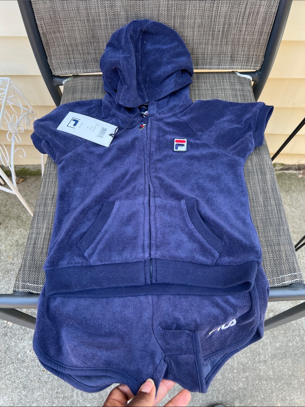 Fila Navy Blue Hooded Terry Short Set